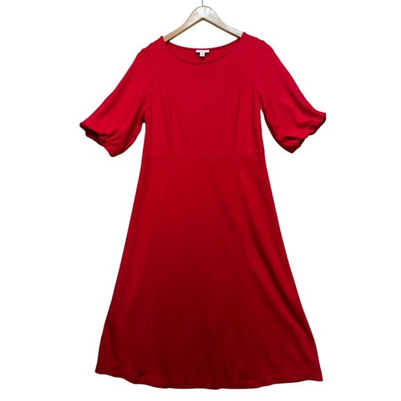 J. Jill Womens Simple Elegance Fit & Flare Knit Midi Dress Small Red - Picture 1 of 12